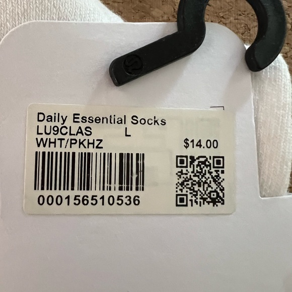 lululemon athletica White and Pink Peach Crew Socks Size Large WHT/PKHZ - Picture 3 of 5